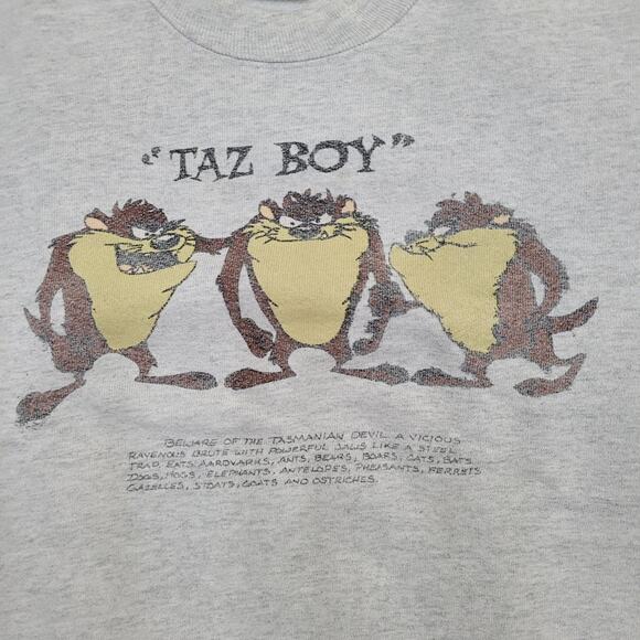 Vintage Looney-Tunes Taz Sweatshirt L/XL 23x22 Cropped - Picture 4 of 16